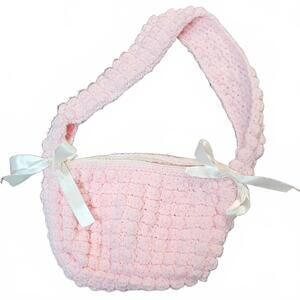 Handmade Crochet Small Purse With Bow Accents